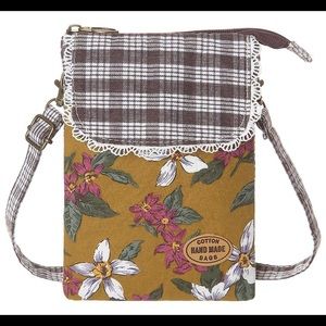 Flowery cell phone purse cross body bag small